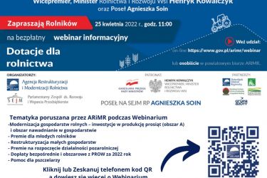 Bezpłatny webinar informacyjny dt. Dotacji dla rolnictwa